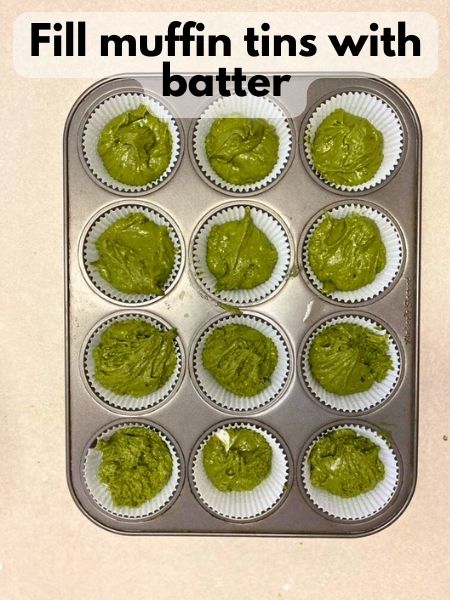 fill muffin tins with batter