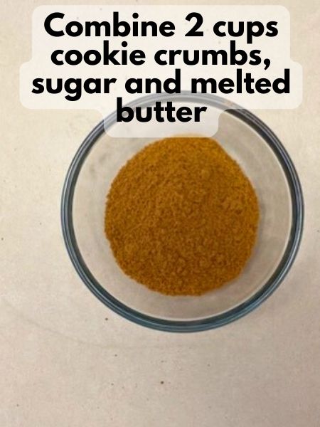 combine cookie crumbs, sugar and butter