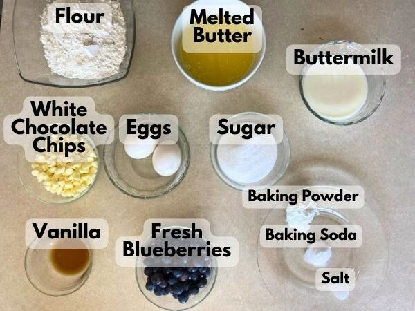 blueberry white chocolate muffins ingredients