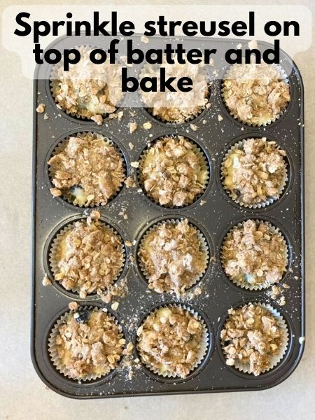 sprinkle streusel on top of batter