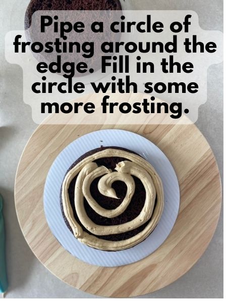 make a circle of frosting and fill in circle with frosting