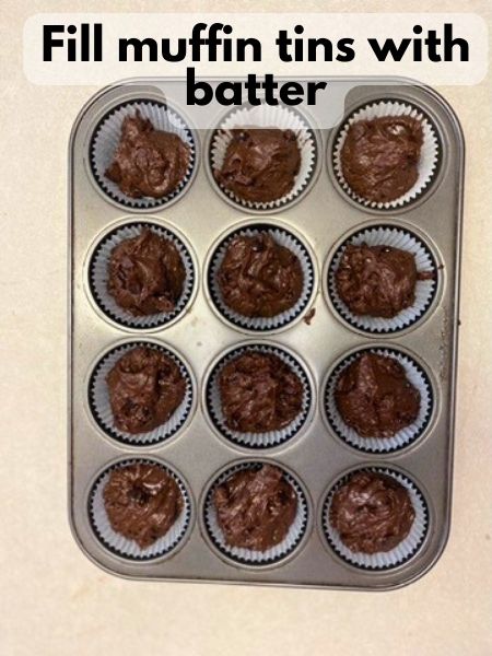 fill muffin tins with batter