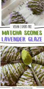 dairy-free matcha scones with lavender glaze Pin