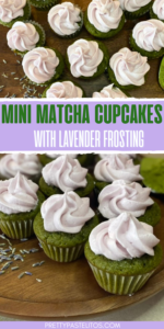 mini matcha cupcakes with lavender frosting Pin