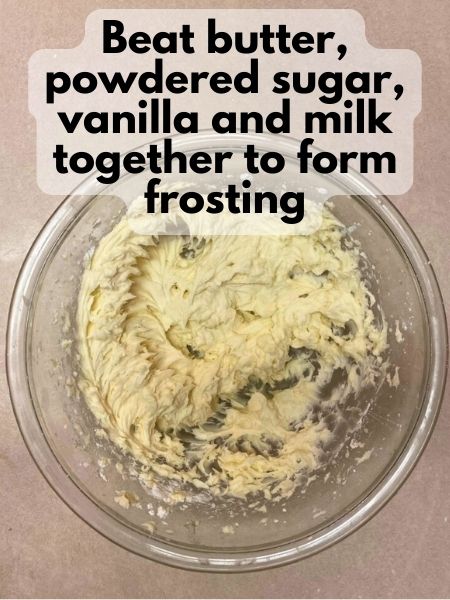 beat frosting ingredients until smooth