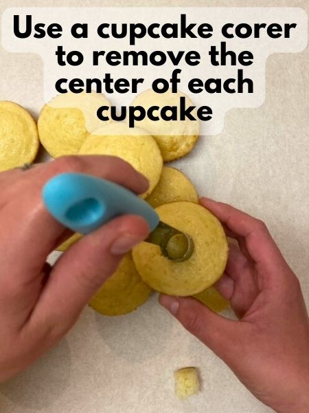 remove cupcake centers using corer