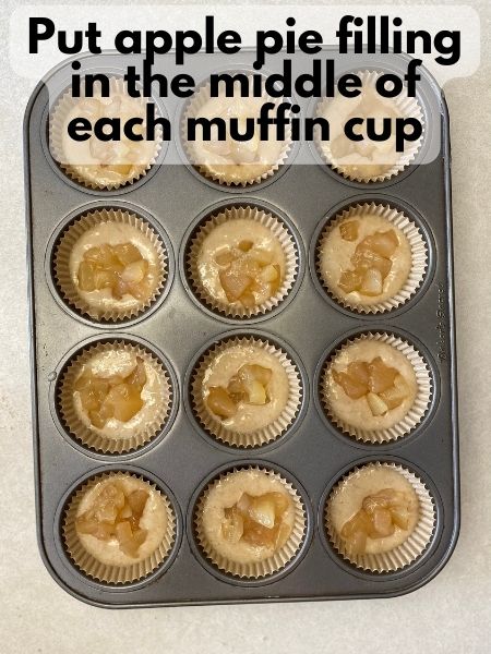 add apple pie filling to muffin tins