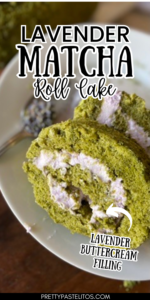 matcha roll cake with lavender filling pin