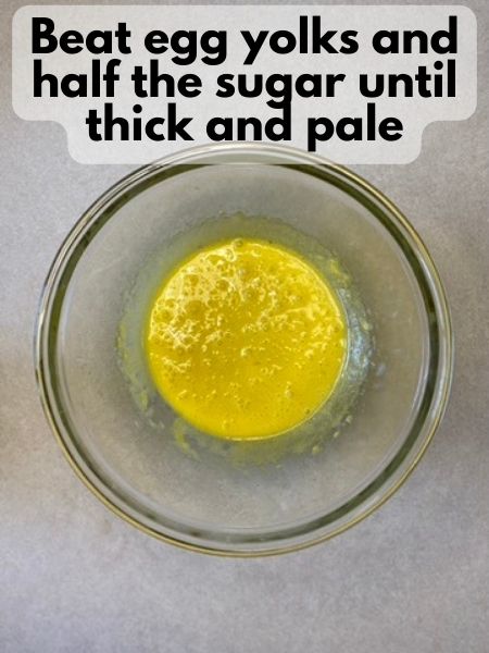 beat together egg yolks and half of sugar