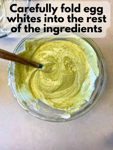 fold egg whites into matcha mixture