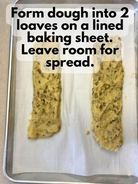 form biscotti dough into 2 loaves