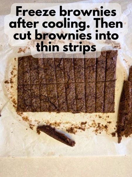 cool, freeze and cut brownies into fry shapes