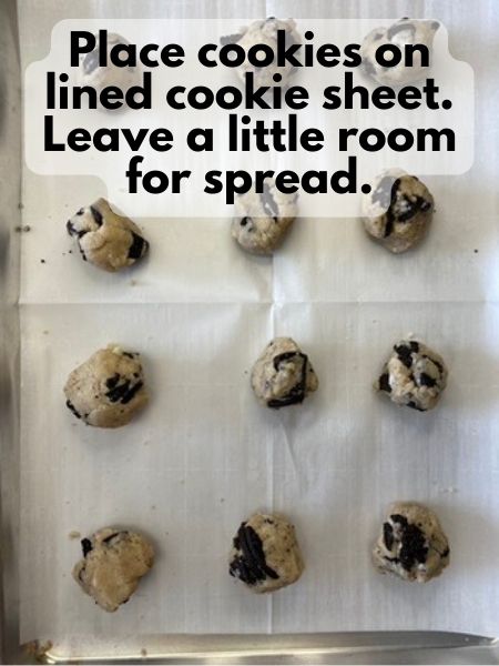 form cookies and place on lined cookie sheet