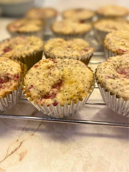 vegan lemon poppy seed raspberry muffins