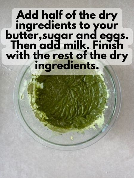 combine dry and wet ingredients with milk