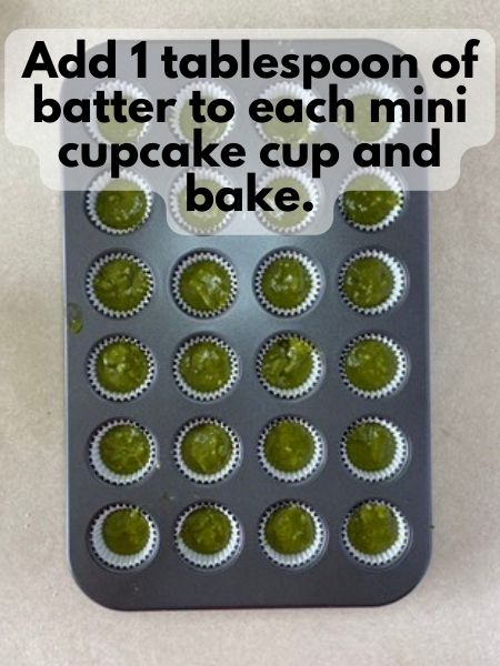 add matcha to mini cupcake pan and bake