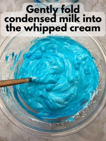 fold condensed milk into whipped cream