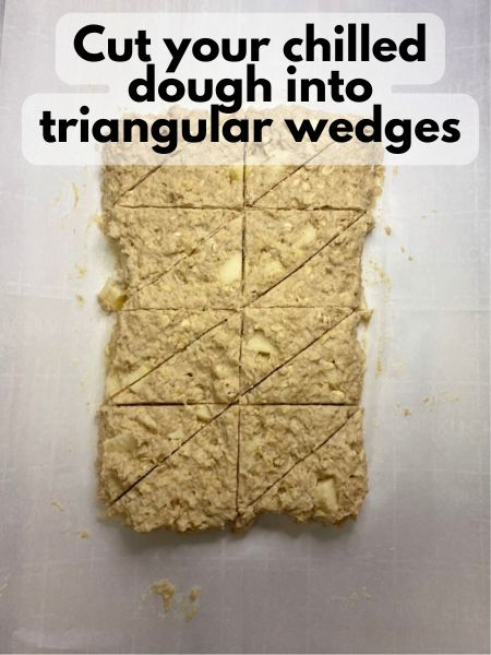 cut frozen dough into triangular wedges