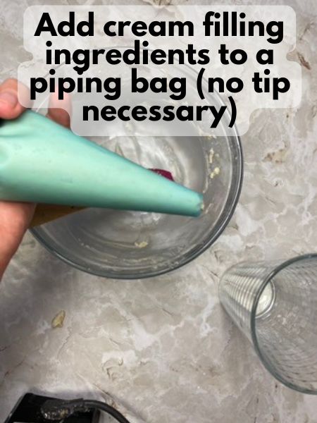 put filling in a piping bag with no tip