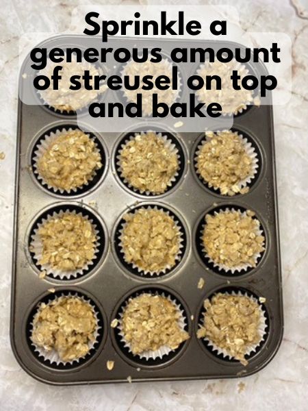 sprinkle streusel on top of muffin batter