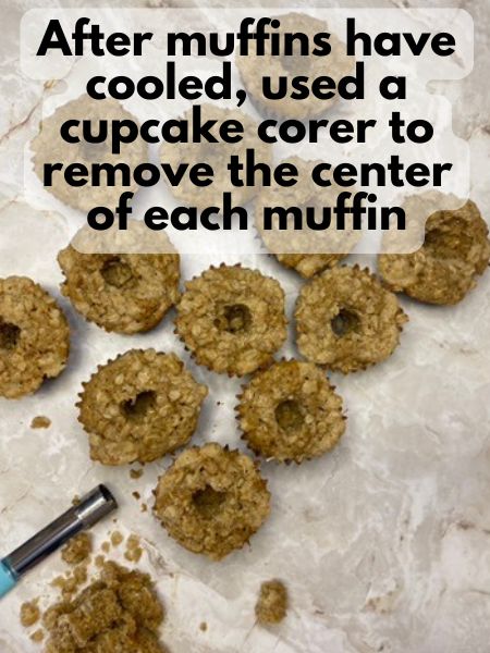 remove the center from each muffin with a cupcake corer