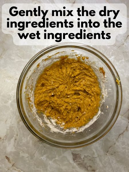 combine wet and dry ingredients