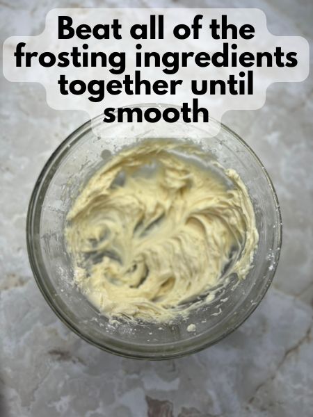 beat together cream cheese frosting ingredients until smooth