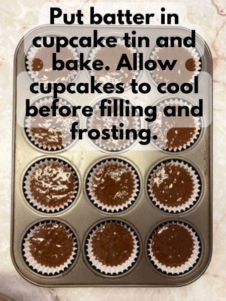 fill cupcake tins with batter