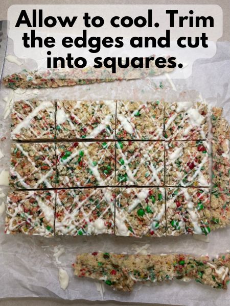 Christmas brown butter rice krispie treats cut into squares