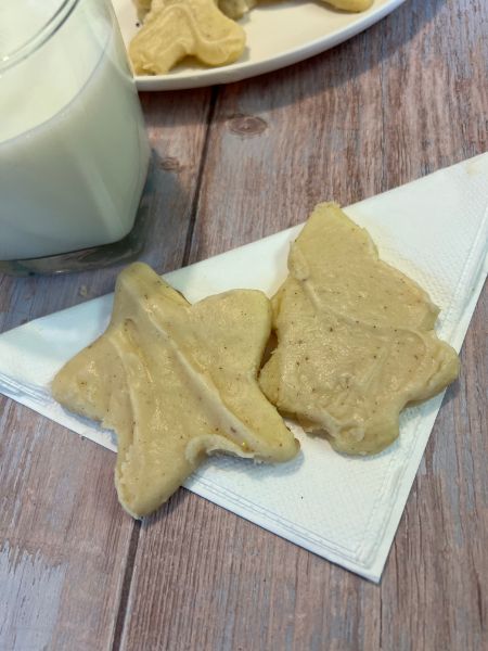 Christmas cut out cookies with maple frosting