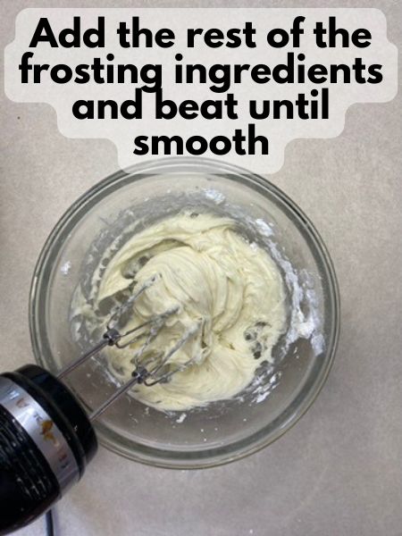 add powdered sugar and vanilla, beat until smooth