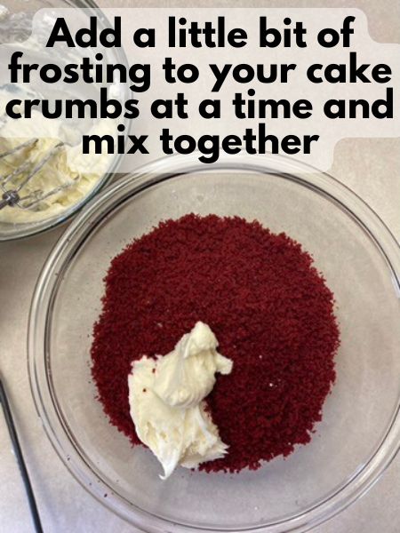 add frosting to cake crumbs little by little