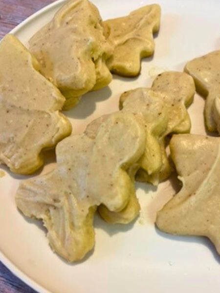 fluffy Christmas cookies with browned butter maple frosting