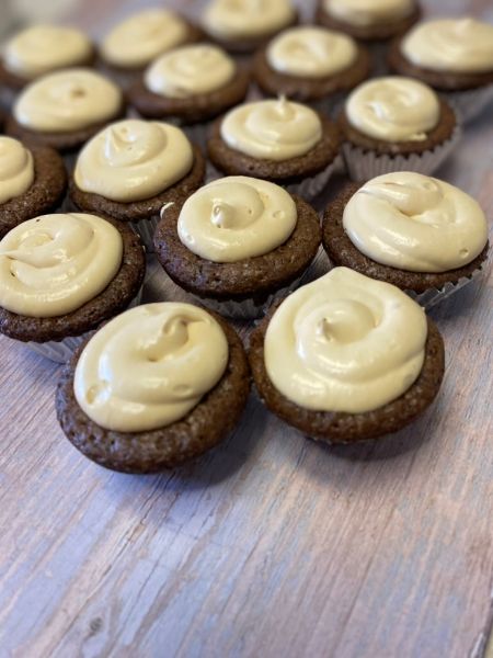 brownies with whipped caramel ganache