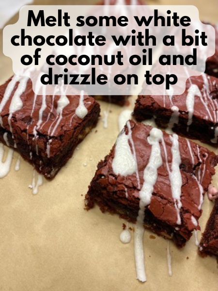 drizzle red velvet brownies with white chocolate