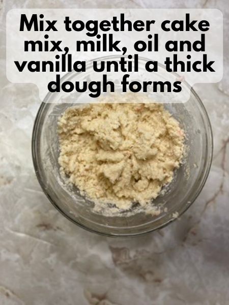 mix together ingredients for vegan cake mix sugar cookies