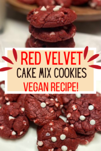 vegan red velvet cake mix cookies pin