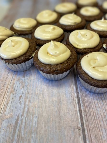 brownies with whipped caramel ganache