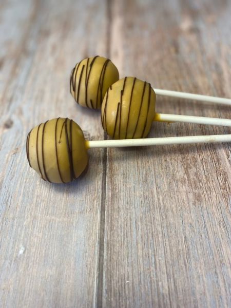 chocolate cake pops with a salted caramel coating