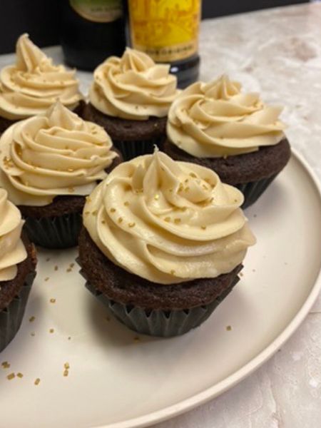 chocolate mudslide cupcakes with Kahlua filling and Bailey's frosting