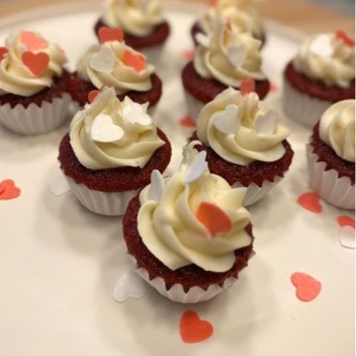 valentine's day mini red velvet cupcakes