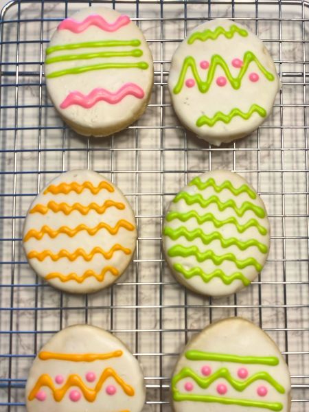 decorated Easter egg cut out cookies