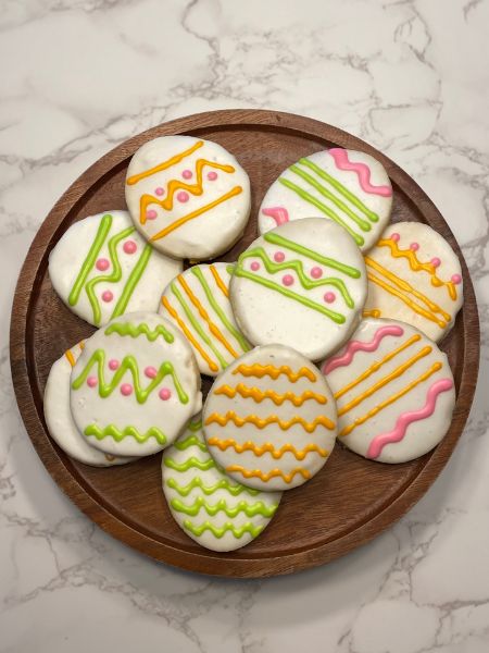 decorated Easter egg cut out cookies