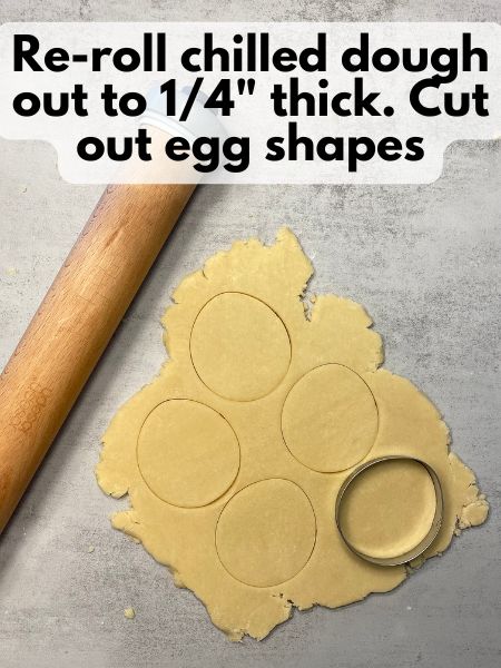 roll out dough and cut out egg shapes