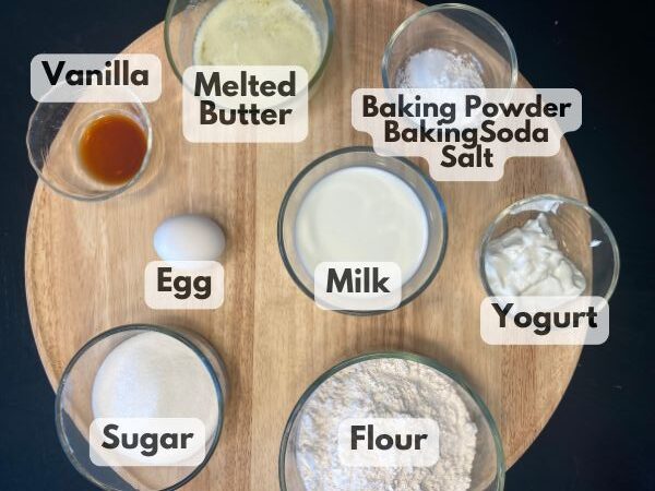 baked donuts ingredients sitting on a tray