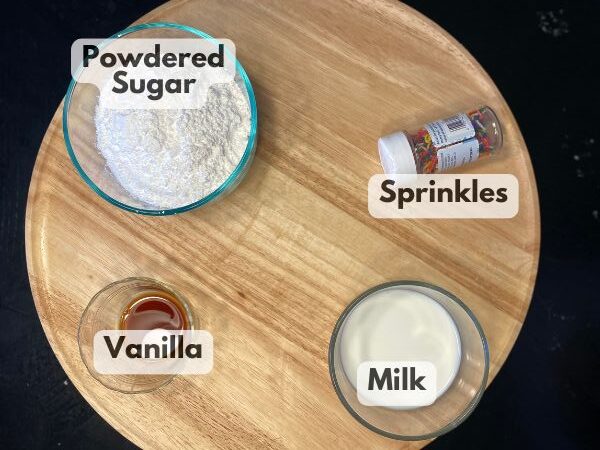 donut glaze ingredients on a tray