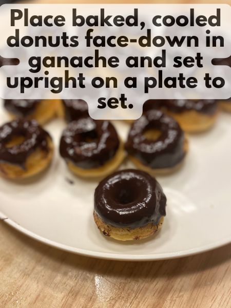 mini donuts covered in chocolate ganache sitting on a plate