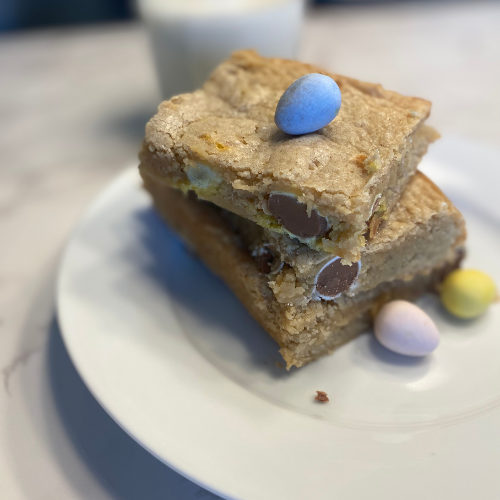 Easter blondies with mini Cadbury eggs