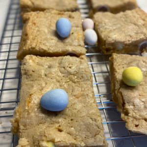 Easter blondies with mini Cadbury eggs