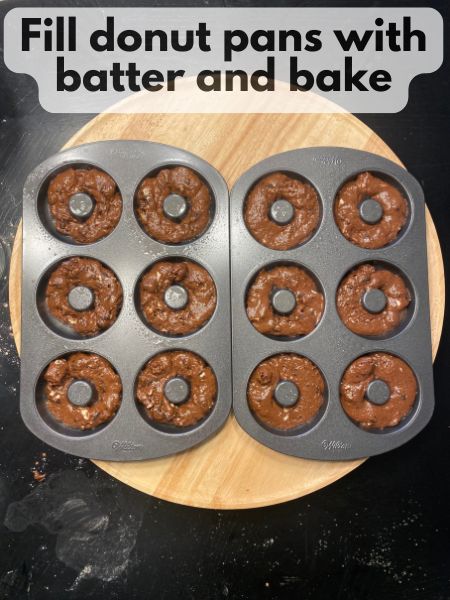 fill donut pans with batter